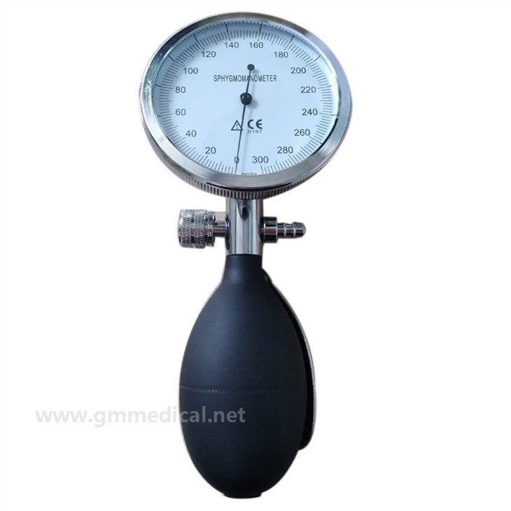 Large Adult Manual Blood Pressure Cuff, Single Tube Cuff With Pressure Gauge And Inflation Bulb Dark Blue.