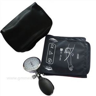 Velika odrasla ručna manžeta za krvni tlak, jedna cijevna manžeta s mjeračem tlaka i inflacijska žarulja tamno plava.